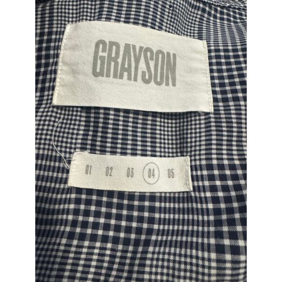Grayson The Hero Shirt Women’s Size 4/L Navy Blue Fine Plaid Cotton Button Up - Picture 4 of 6